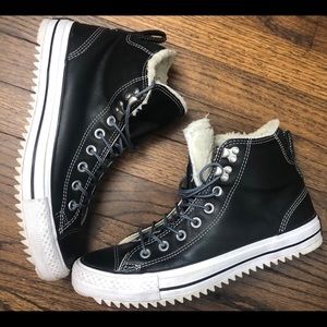 Converse - Leather fleece-lined high tops